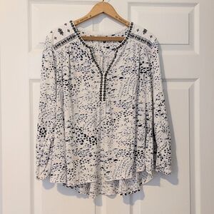 Lucky Brand Top Womens Sz 3X Floral Embroidered Peasant Popover